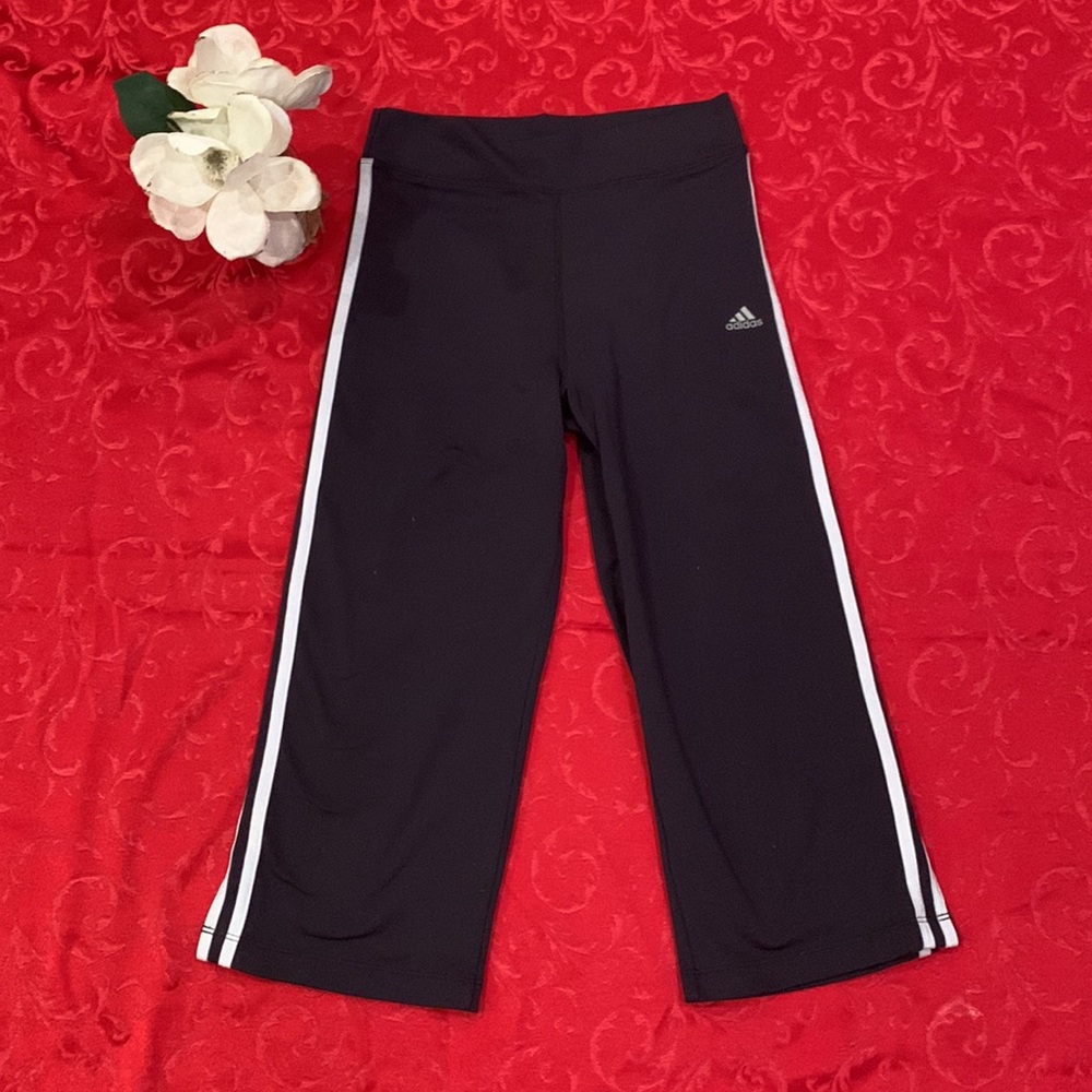 adidas Black Capris with White Stripes